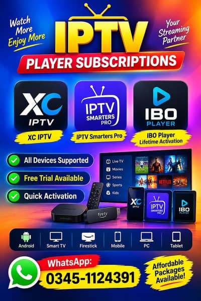 IPTV Subscription | Movies, Series & Cricket 0345-1124391=Whtsapp