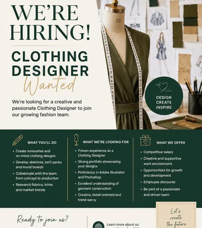 job offer, ( clothing designer)