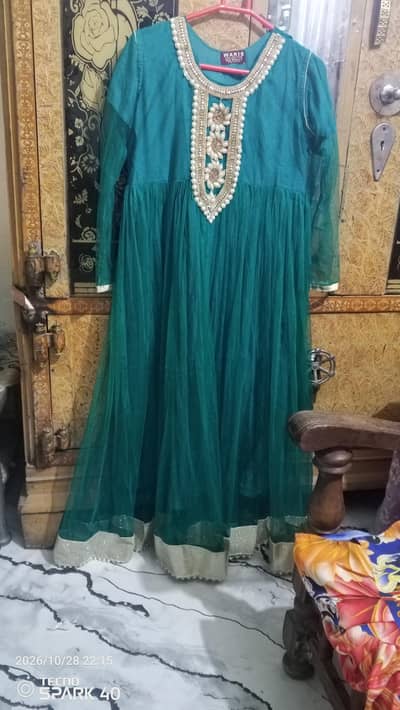 Green colour party wear Maxi
