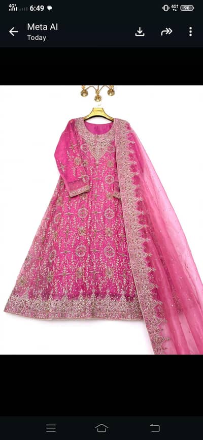 Heavy embroidery pink anarkali gown festive party wear dress