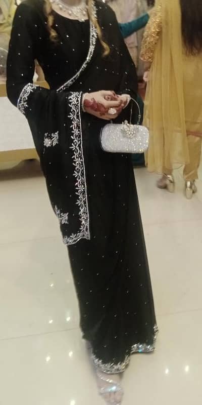 black shiffon embroidery saree