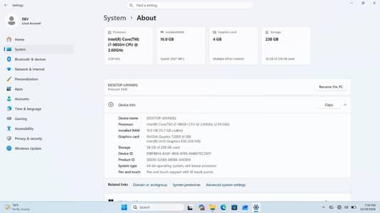 Dell Precision 5540 | Core i7 9th Gen | 16GB RAM | 256GB SSD | 4GB GC