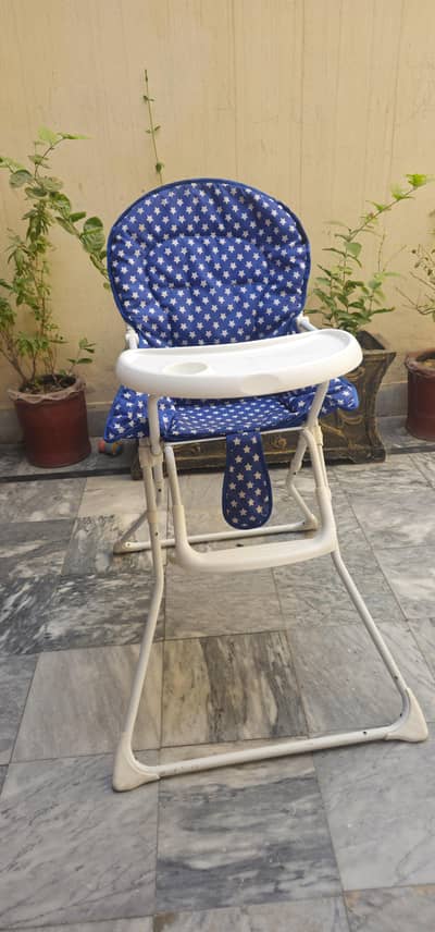 Baby High Chair - Foldable Feeding Chair With Tray - Blue Star