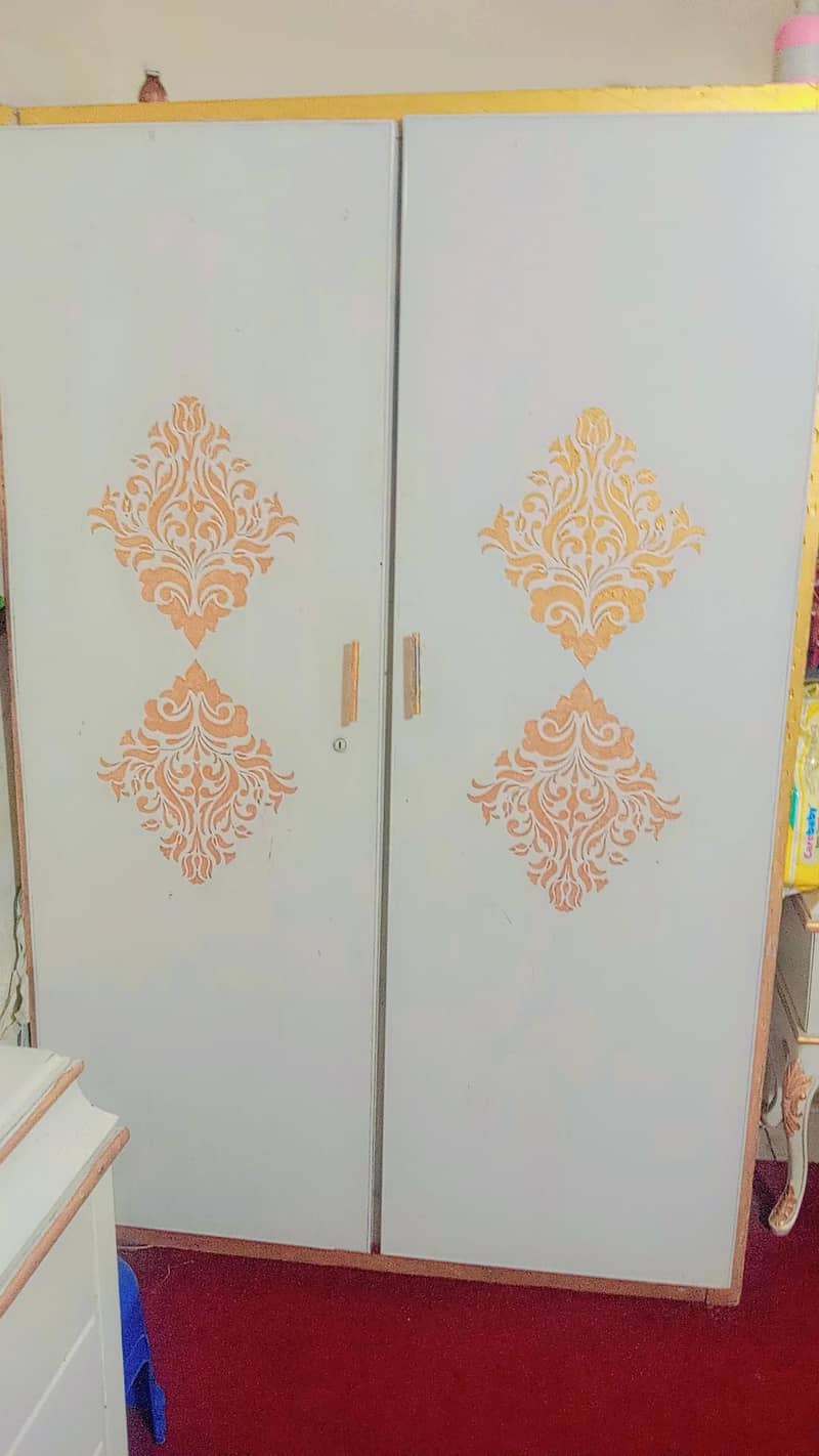 Double bed with two  side table and cupboard 6