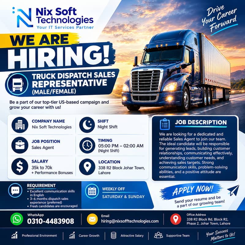 Truck Dispatch Agents Required 1