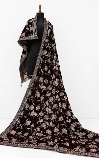 Dark maroon Velvet shawl