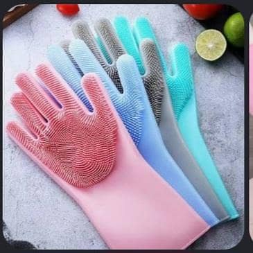 reusable silicone cleaning gloves water proof heat resistant &non slip
