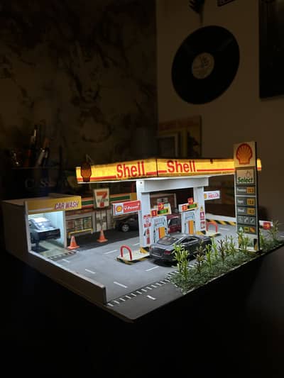 Miniature Shell petrol station