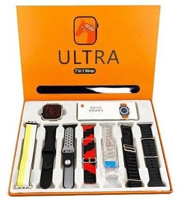 7 in 1 Ultra Smart Watch Series 8 with 2.1 Inch HD Display, 7 Straps, Bluetooth Calling & Wireless Charging