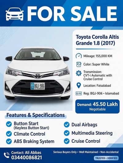 Toyota Corolla Altis 2017