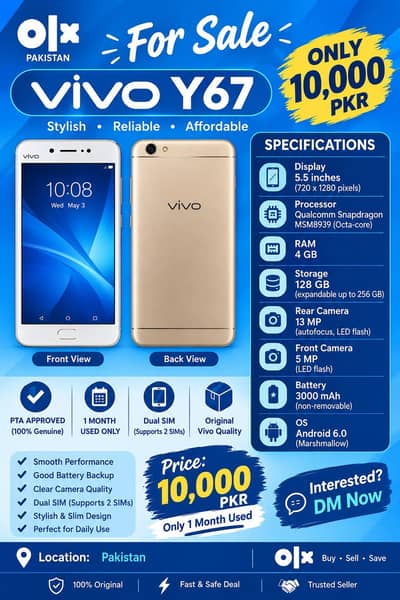 VIVO Y67 MOBILE PHONE FOR SALE