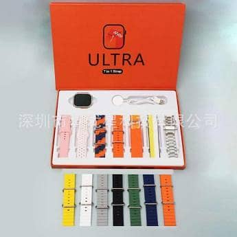 7 in 1 Ultra Smart Watch Series 8 with 2.1 Inch HD Display, 7 Straps, Bluetooth Calling & Wireless Charging