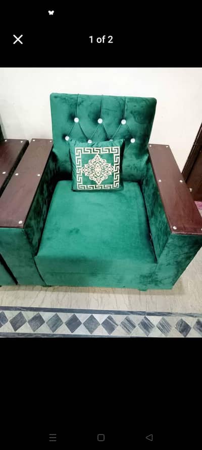 5 seater Green velvet sofa