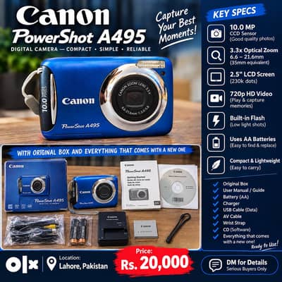 Canon PowerShot A495 10MP Digital Camera