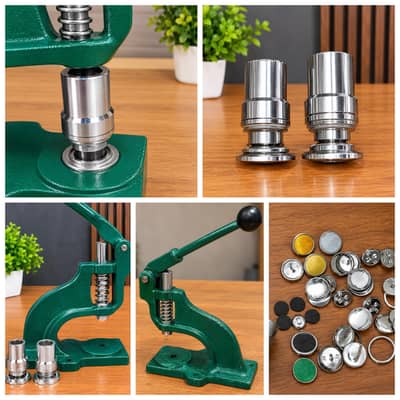 Fabric Covered Button Machine With 2 Dies - Hand Press