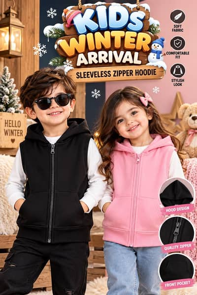 KIDS SLEEVELESS ZIPPER HOODIE