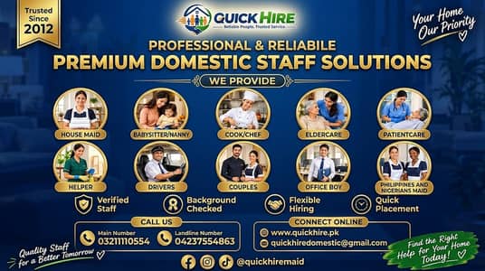 baby sitter Lahore | maid available, Nanny, Cook, PatientCare, Driver