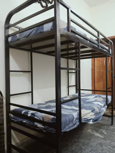 Metal Bunk Bed with Mattresses | Double Decker Bed in Good Condition