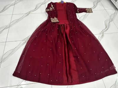 Shamoz Silk and Chiffon Gown Suit featur frok fanci dress wedding maxi