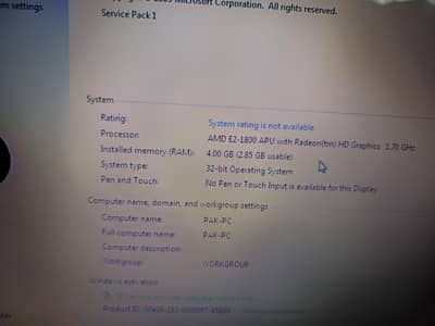 ASUS laptop E2-1800 APU with 1gb Graphic card 4gb ram 160gb HDD