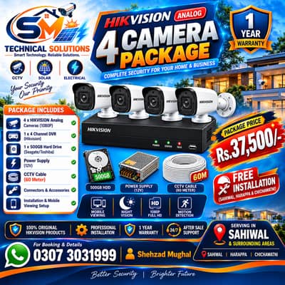 4 Camera Package HIKVISON 2MP And 5MP