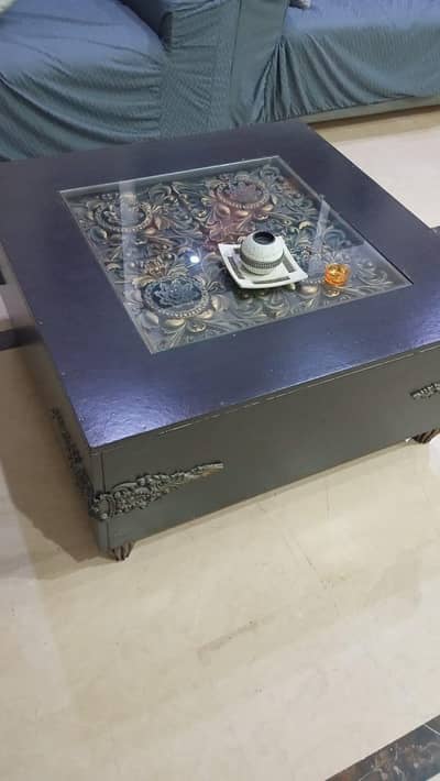 Center Table / Coffee Table for sale - Wooden with Glass Top Rs. 16000