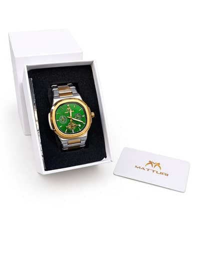 Matturi Green Dial Two-Tone Chronograph Watch – Brand New with Box
