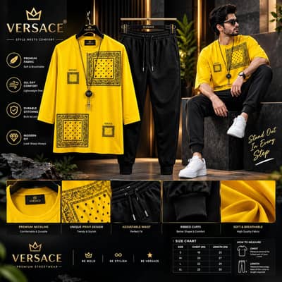 Men's Yellow Graphic Sublimation Track Suit – 2-Piece Set