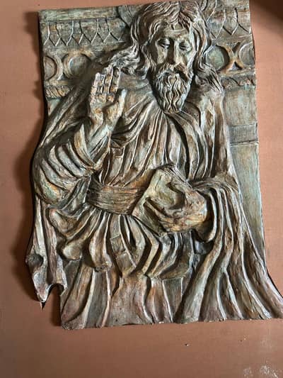 Antique Jesus Wall Hanging Relief Sculpture-30 years old Christian