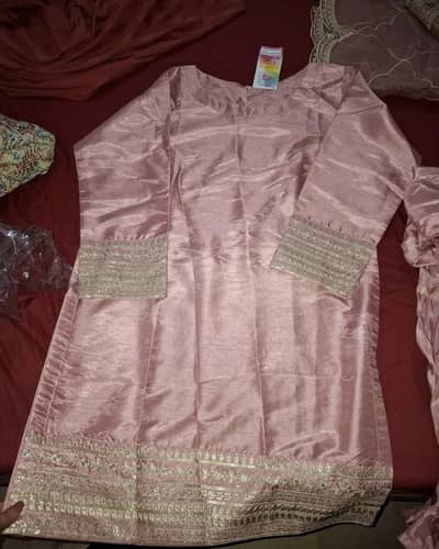 Lubana store pink raw silk dress (large)
