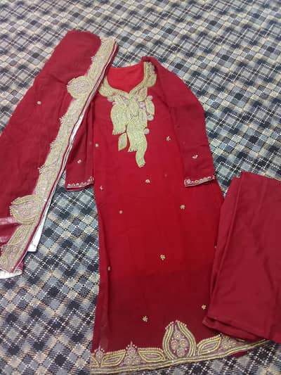 medium size long meroon shirt with stone work,