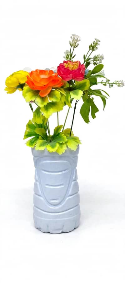 Handmade Bottle Vase With Artificial Flowers - 12 Colors - 1500 Rs