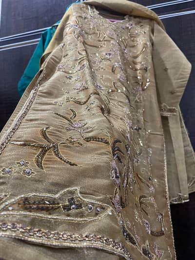 green and golden formal and wedding dress