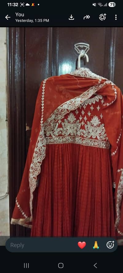 rust color crush maxi with dupatta