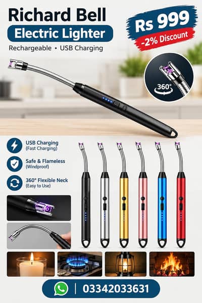 Richard Bell Rechargeable USB Electric Lighter - 360. degree Flexible