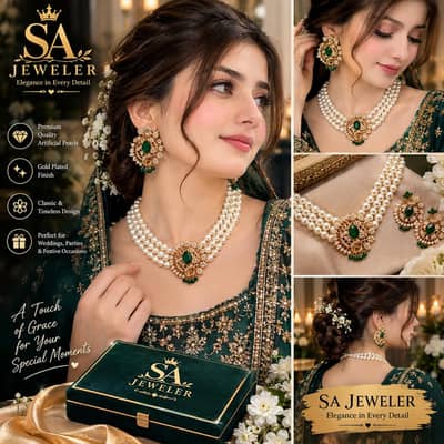 SA Jeweler  Royal Pearl Necklace Set with Matching Earrings