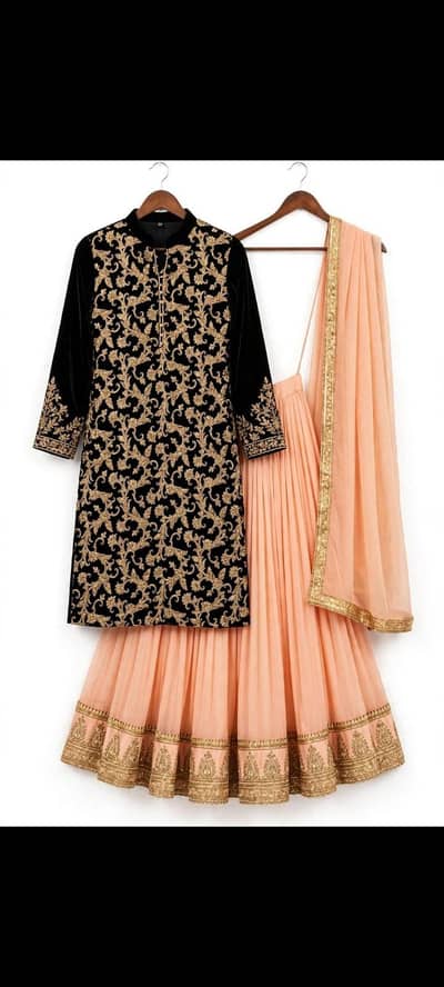 beautiful black and peach sharara condition 10/10 for sale i