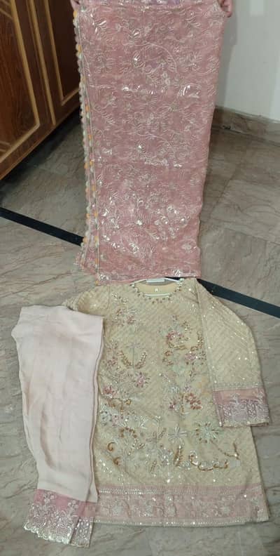 3pc fancy embroidered Party wear suit For Sale-