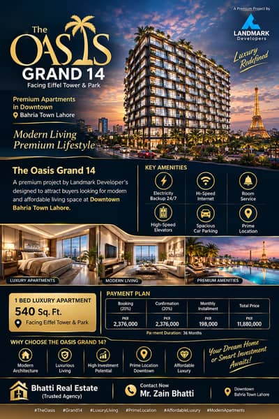 The Oasis Grand 14 | 1 Bed Luxury Apartment 540 Sq. Ft. | Downtown