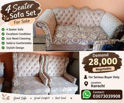 urgent sell for shifting 4 seater sofa set