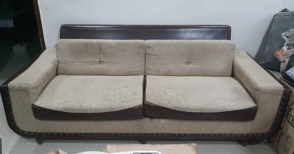 Beige & dark brown sofa set available for sale.