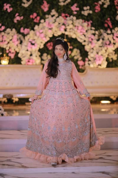 Premium Peach Walima Bridal Gown / Maxi ( Accessories available )