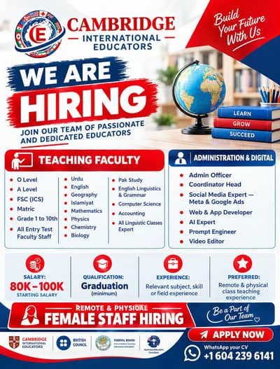 Required female staff for remote online & Physical job