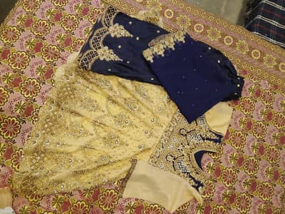 Heavy Fancy Navy Blue & Golden Wedding Dress with Dupatta