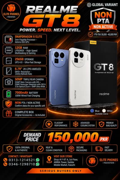 Realme GT 8 | 12GB RAM 256GB ROM| flagship gaming | non PTA non active
