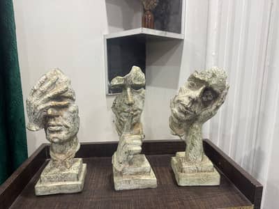 Imported Set of 3 Abstract Face Sculptures from Paris