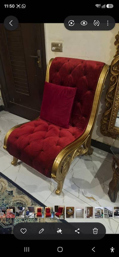 two beautiful  velvet  royal  chair  with coffee  table