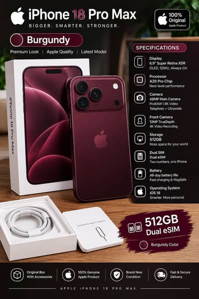 Apple iPhone 18 Pro Max 512 GB Dual Esim