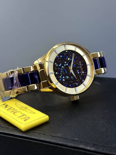  *INVICTA ANGEL LADY*  Fuchsia Dial, Gold & Purple Bracelet Watch
