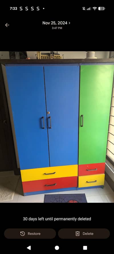 colourful w3 door wardrobe in lasani